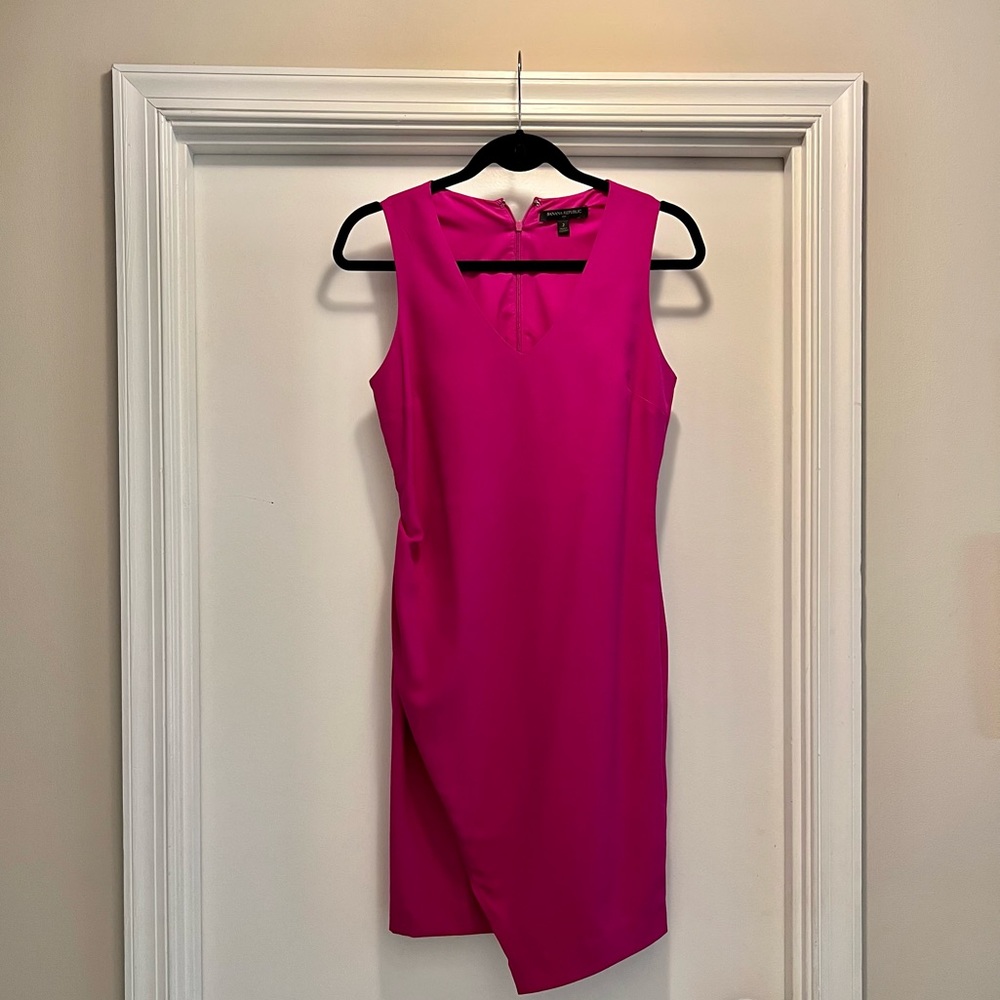 Magenta V-Neck Banana Republic Dress